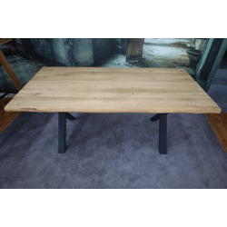 Esstisch Tisch Esszimmertisch +Baumkante+Wildeiche +Metallgestell-X