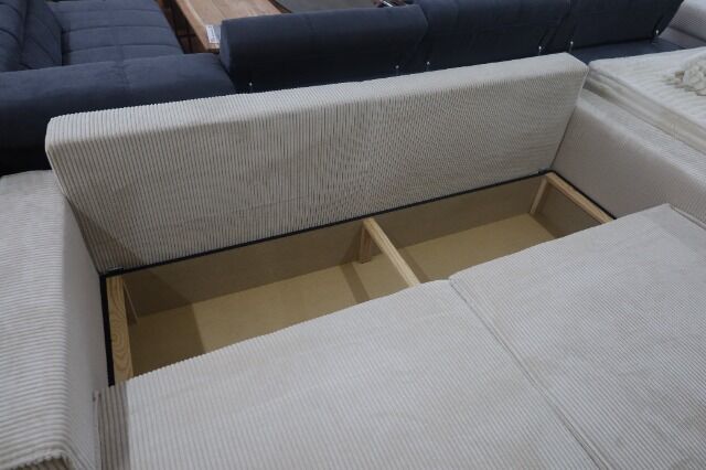 Sofa Couch Wohnlandschaft +Bettfunktion + Stauraum +Kissen +Cordstoff