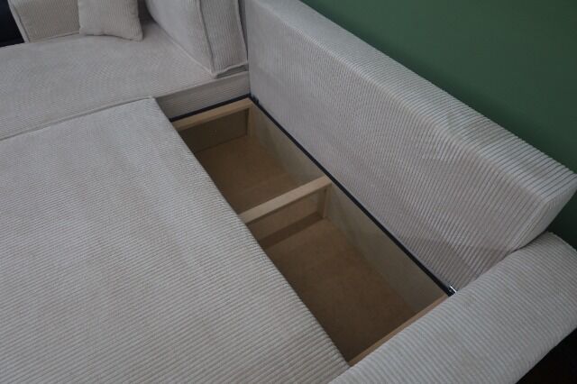 Sofa Couch Wohnlandschaft +Bettfunktion +Stauraum +Kissen +Cordstoff 
