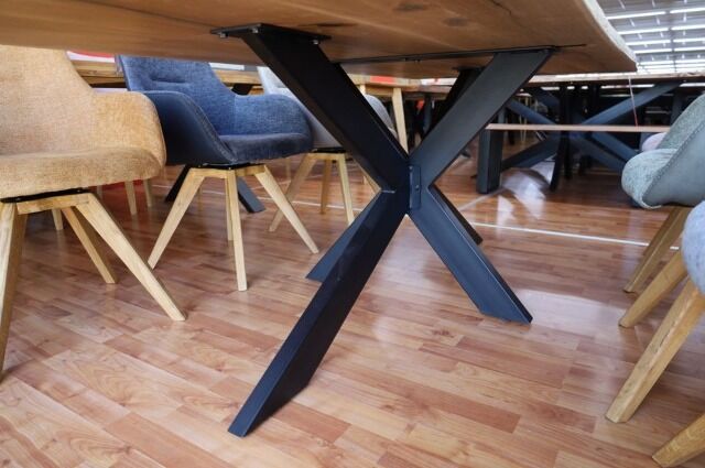 Esstisch Tisch +Epoxidharz Schwarz + Baumkante Eiche + Vollmassivholz 4cm 240x100cm +mehrere Größen wählbar