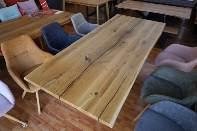 Esstisch Tisch +Epoxidharz transparent + Baumkante Eiche + Vollmassivholz 4cm 200x100cm +mehrere Größen wählbar