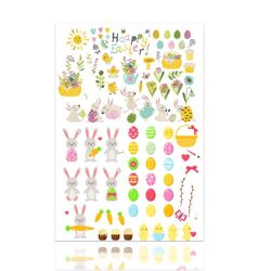 Aufkleber Sticker Ostern zum bekleben von Ostereier, Dekoration Klebebilder von Eier mit über 50 Motiven