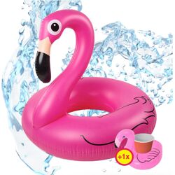 Flamingoring ca. 110 cm Schwimmring Flamingo aufblasbar Pool & Wasser inkl. Getränkehalter für Erwachsene & Kinder