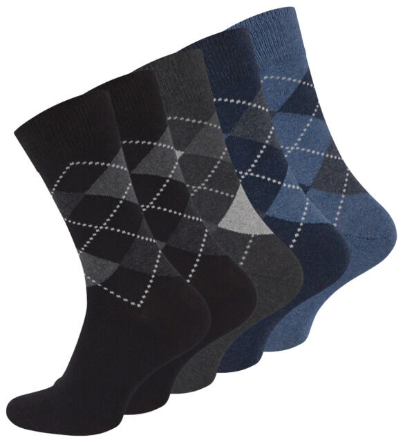 Herren Socken KARO CLASSICS ohne Gummibund - 5er Pack