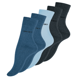 Damen Socken ohne Gummibund in Blautönen - 5er Pack 