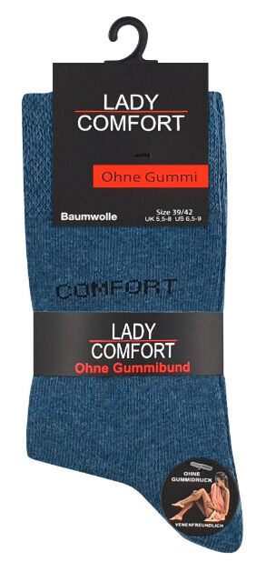 Damen Socken ohne Gummibund in Blautönen - 5er Pack 