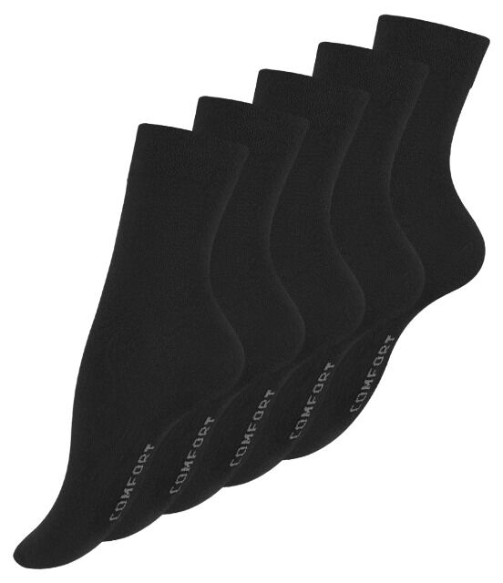 Damen Socken ohne Gummibund in schwarz - 5er Pack