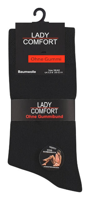 Damen Socken ohne Gummibund in schwarz - 5er Pack