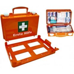 Erste-Hilfe-Koffer QUICK Orange 26x17x11cm Inhalt nach DIN 13157 inkl. Wandhalte