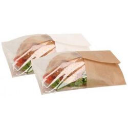 Snack Bag Medium Sichtfenster perforiert/gelöchert Brauner Kraftpapier fettdicht
