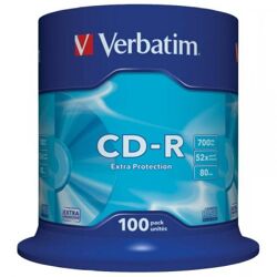 CD-R 80 Verbatim 52x DL 100er Cakebox 43411