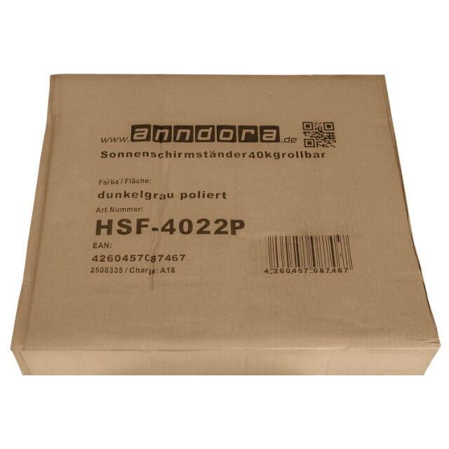 Sonnenschirmständer - 40 kg rollbar dunkelgrau