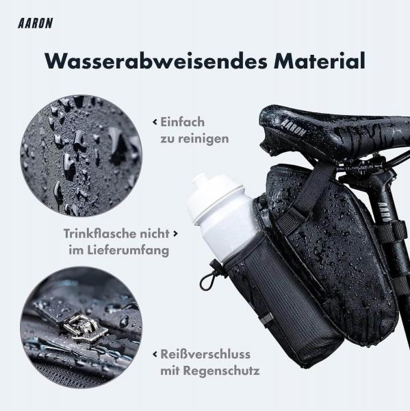 AARON Fahrrad Satteltasche mit Flaschenhalter wasserabweisend Reflektor Fahrradtasche