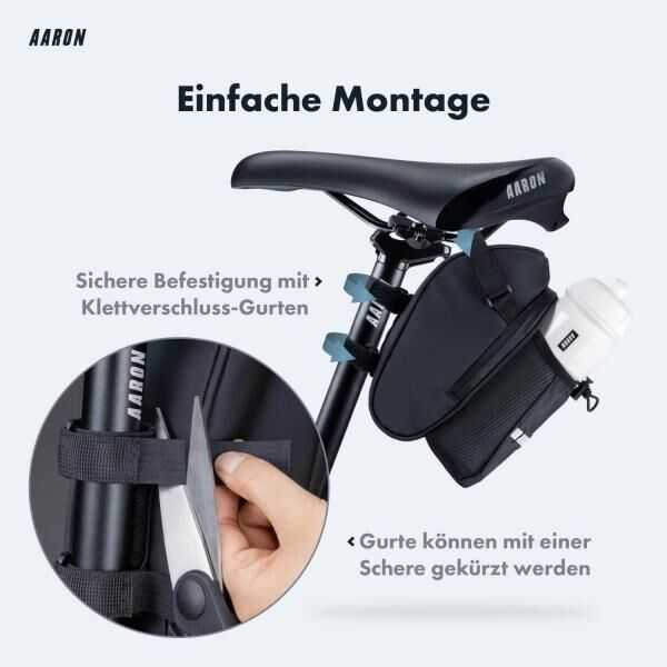 AARON Fahrrad Satteltasche mit Flaschenhalter wasserabweisend Reflektor Fahrradtasche