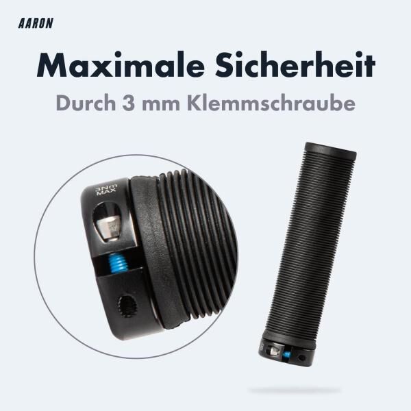 AARON MTB & BMX Fahrradgriffe, sportliche Lenkergriffe aus rutschfestem Gummi in Schwarz
