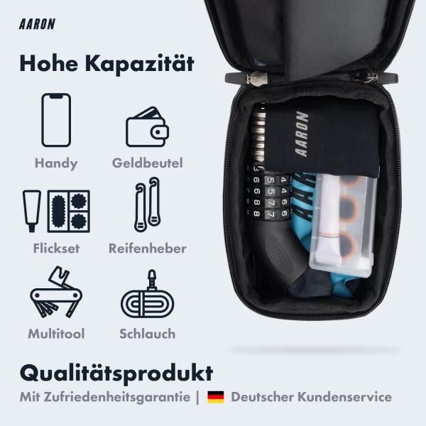AARON Rahmentasche Fahrrad, Handytasche wasserdicht, Handyhalterung Smartphone Navigation