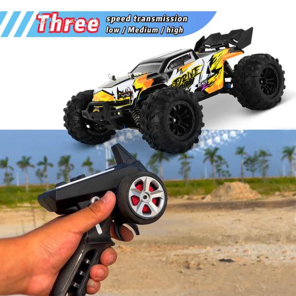 Blij´r DRIVE ferngesteuertes RC Auto 70 km/h, 2 Chassis, 1:16, 2 Akkus, Allrad, 120m Monstertruck Funkauto Spielzeugauto Truck Buggy