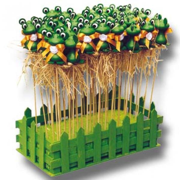 Blumenstecker, Holzstecker Frosch mit Schleife, Deko Ostern Frühling
