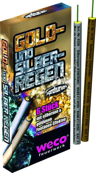 Gold- und Silberregen, 6er Silvester Feuerwerk