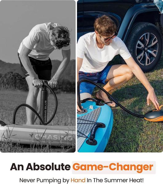 OutdoorMaster The Dolphin 20PSI Hochdruck SUP Elektrische Pumpe, 12V DC Auto-Anschluss Luftpumpe Paddleboard Luft Kompressor