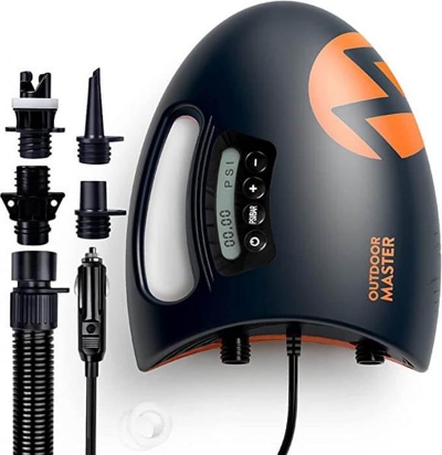 OutdoorMaster The Shark Elektrische Luftpumpe SUP Pumpe Hochdruck mit 20PSI 12V DC Paddleboard Pumpe Camping Surfen