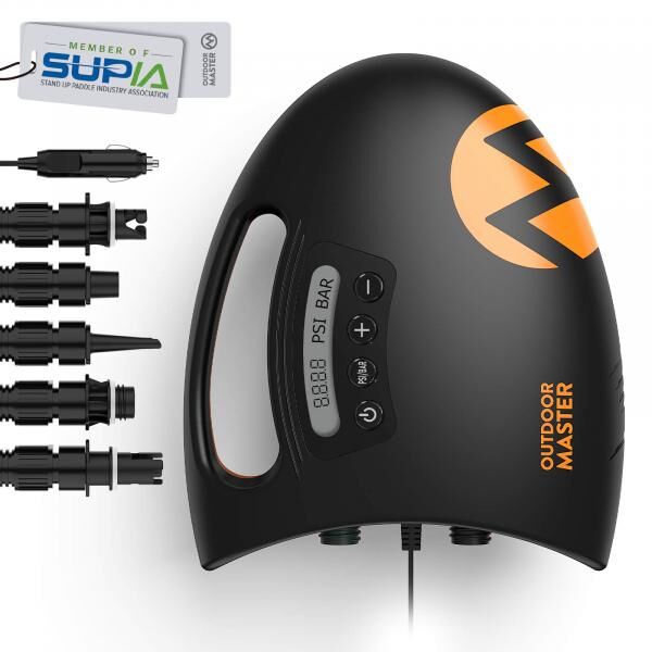 OutdoorMaster The Shark Elektrische Luftpumpe SUP Pumpe Hochdruck mit 20PSI 12V DC Paddleboard Pumpe Camping Surfen