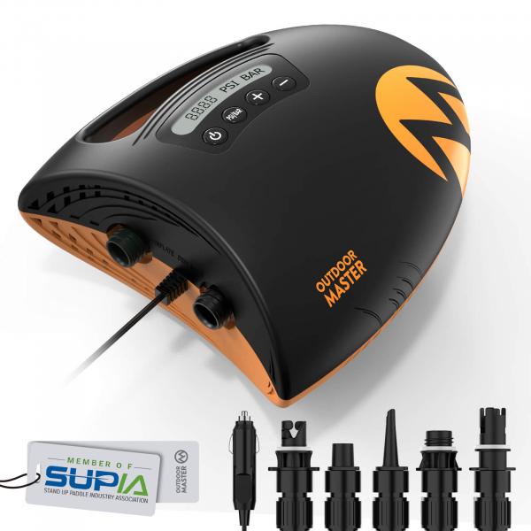 OutdoorMaster The Shark Elektrische Luftpumpe SUP Pumpe Hochdruck mit 20PSI 12V DC Paddleboard Pumpe Camping Surfen
