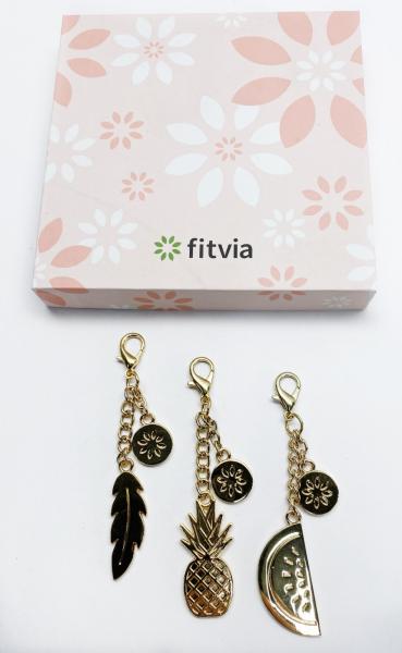 Schmuck Happy Charms 3er Set Großhandel, Marke: Fitvia, für Wiederverkäufer, Feder, Wassermelone, Ananas, A-Ware, Restposten