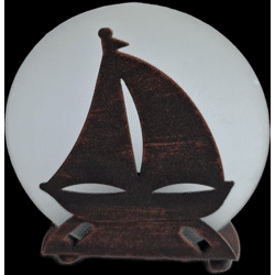 Teelichthalter / Windlicht aus Glas /Metall mit Segelschiff Motiv Ø 10 cm