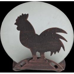 Teelichthalter aus Glas /Metall mit Hahn Motiv Ø 10 cm
