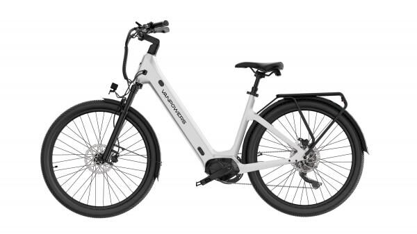 Vanpowers Urban Glide Ultra E-Bike Perlweiß Größe S Tiefeinsteiger, 110 km Reichweite & 25 km/h, Fahrrad