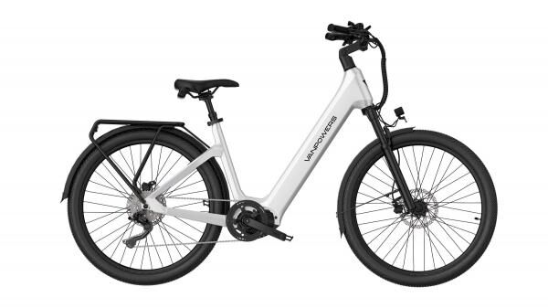 Vanpowers Urban Glide Ultra E-Bike Perlweiß Größe S Tiefeinsteiger, 110 km Reichweite & 25 km/h, Fahrrad