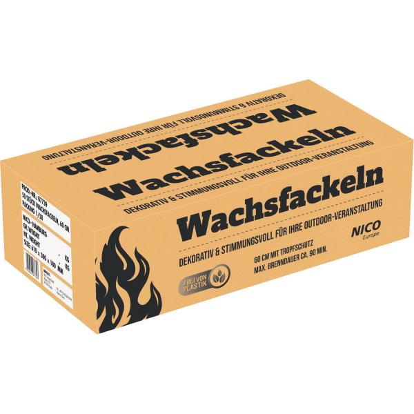 Wachsfackeln 60 cm, 50er Karton, ca. 90 Min. 