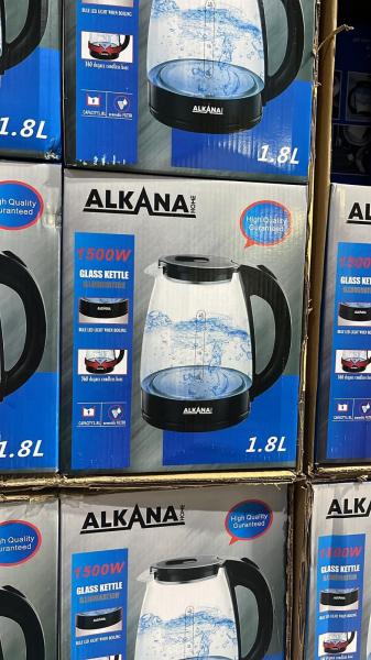 WASSERKOCHER ALKANA  1,8 LITER 1500 WATT LED BELEUCHTUNG FILTER 360 GRAD DREHBAR NEUWARE A-WARE