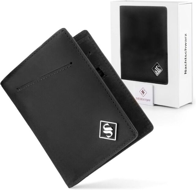 Mini Geldbörse / Slimwallet mit Münzfach in Schwarz, Braun und Carbon