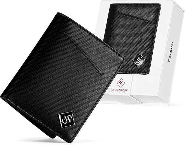 Mini Geldbörse / Slimwallet mit Münzfach in Schwarz, Braun und Carbon