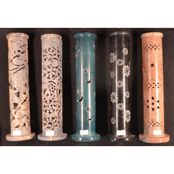 12 Räüchersäule Speckstein Handarbeit für Räucherstäbchen 30 cm