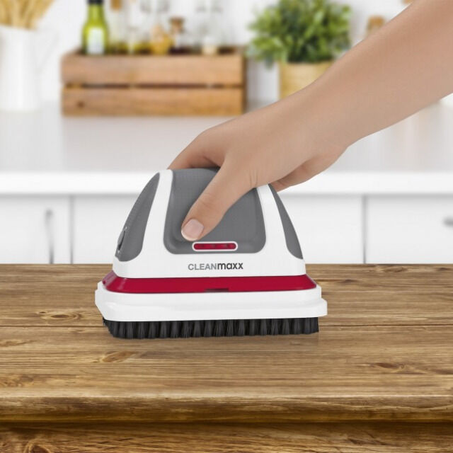 CLEANmaxx Akku-Scheuerbürste - 4 Aufsätze - rot/grau