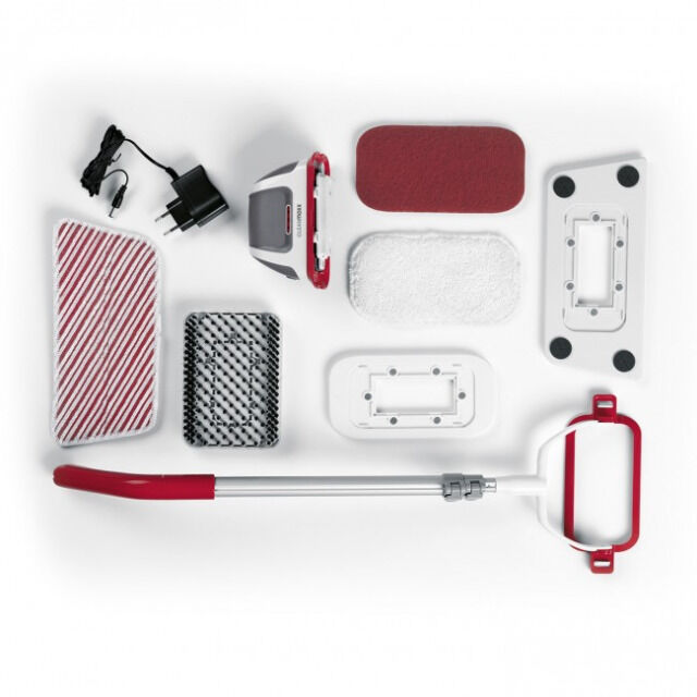 CLEANmaxx Akku-Scheuerbürste - 4 Aufsätze - rot/grau