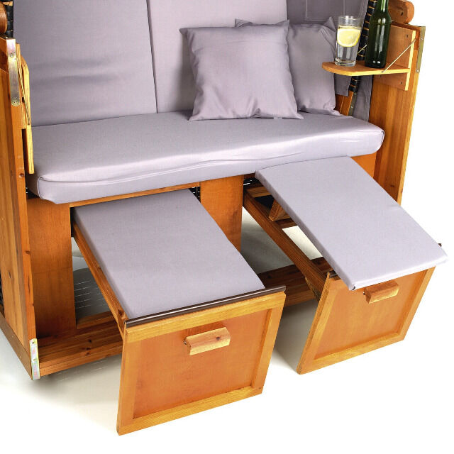 Hoberg Strandkorb 2 Sitzer ohne Rollen inkl. Fußbänke & verstellbar 120x80x160cm