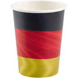 Pappbecher Deutschland, 8er ,  250 ml Fussball EM schwarz-rot-gold , Olympia