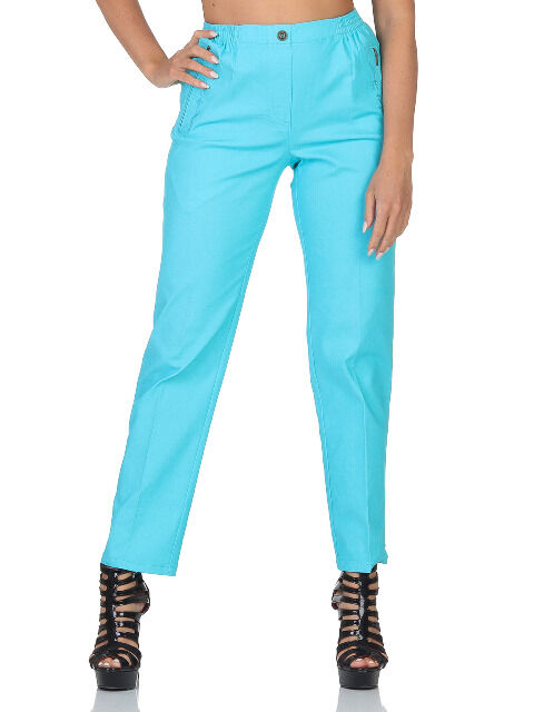 New Fashion Damen Strech  Hosen basic  mit Knöpfen , Hosentaschen und Reißverschluss Größen 36-46 