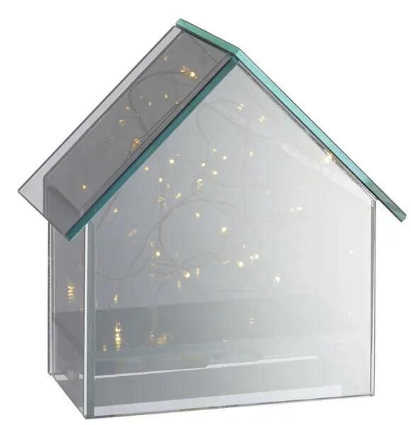 '-Titel: Kleines LED-Glaskunsthaus, ca. 12x14cm, Leuchtmittel inklusive