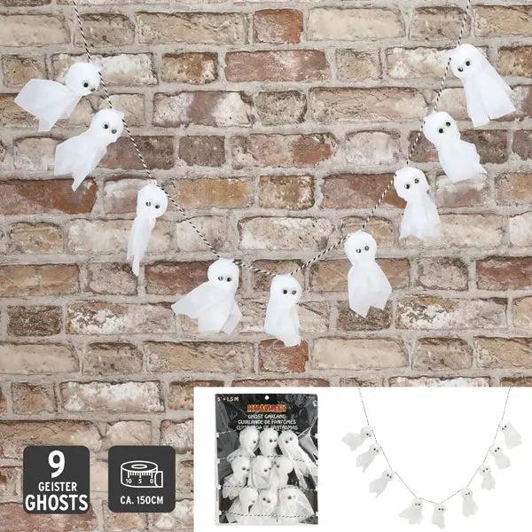 1,5m lange Geister-Girlande - Gruselige Dekoration f&uuml;r Halloween-Partys und -Displays