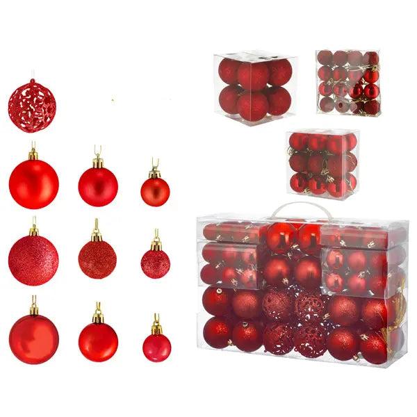 100er Set rote Christbaumkugeln &ndash; Vielf&auml;ltiges Sortiment f&uuml;r Weihnachtsbaum