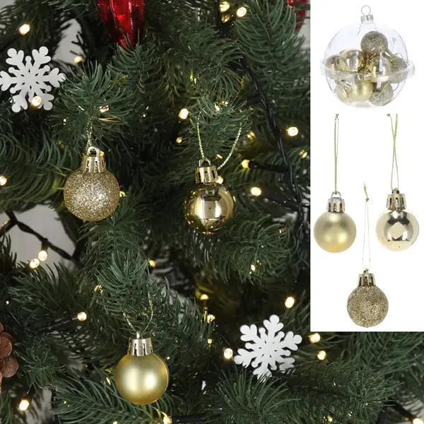 12er Set Goldene Christbaumkugeln, Elegante Weihnachtsdekoration, &Oslash; 2,5cm