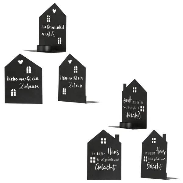 2er Set Keramikhaus Teelichthalter mit Spr&uuml;chen, Charmante Kerzenhalter