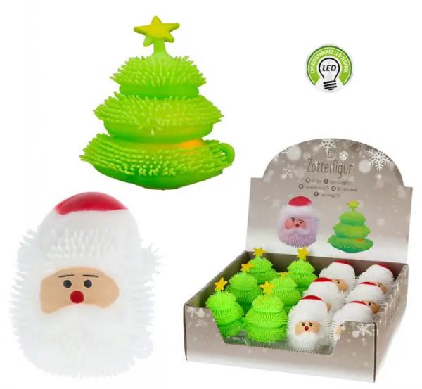 2er Set LED Zottelfiguren Weihnachten, ca. 8cm &ndash; Festliche Beleuchtung