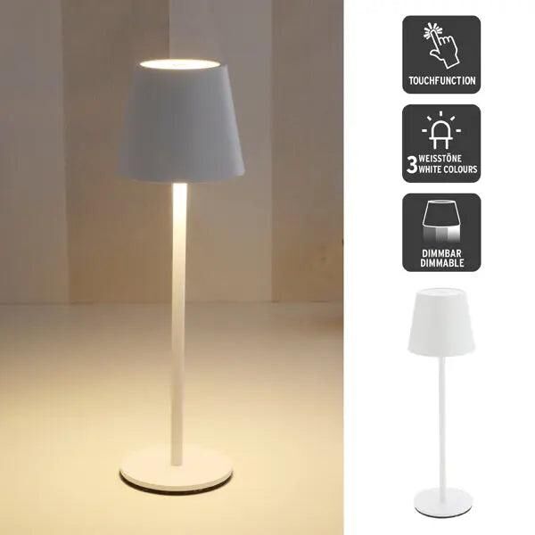 37cm LED Tischleuchte in Wei&szlig; - USB-betrieben, Modernes Design aus Metall f&uuml;r Schreibtische