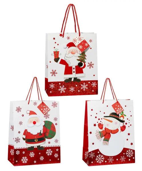 3D Christmas gift bags Xmas, large, set of 3, approx. 34 cm